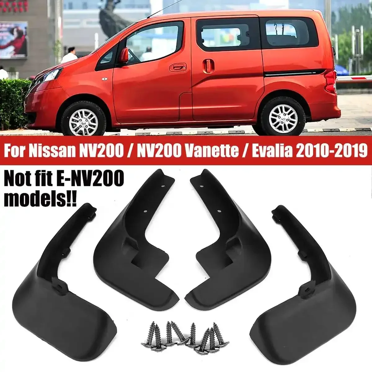 4Pcs Mudguards Front Rear Plastic Mud Flaps Splash Guards Mudguard for Nissan NV200 Vanette Evalia 2010-2019 2018 2017 Body Kit