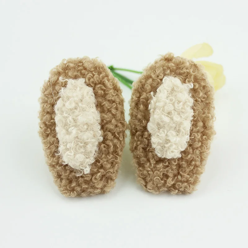 32Pcs 3.5*5.5cm Handmade Teddy Plush Rabbit Ears Padded Appliques For DIY Headwear Hairpin Crafts Decoration Clothes Accessories