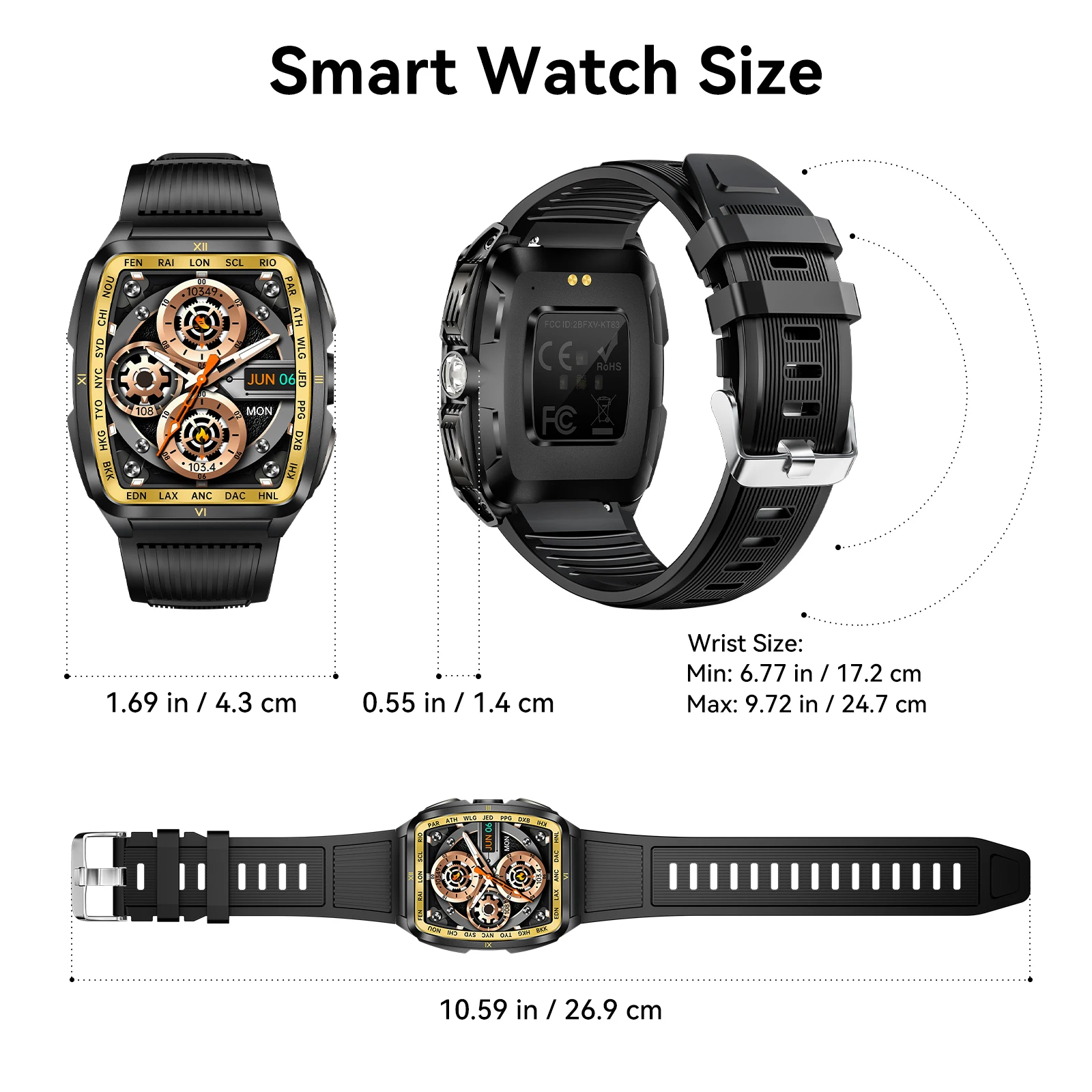 EIGIIS 2025 남성용 스마트워치 LED 플래시라이트 5ATM 방수 1.8인치 대형 화면 견고한 전술 시계 100+ 스포츠 모드