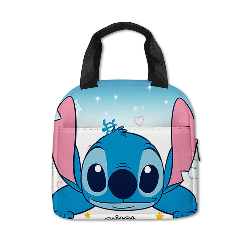 Bolsa de almuerzo con estampado de dibujos animados Stitch para estudiantes de escuela primaria y secundaria, lonchera aislada, bolso de mano, bolsa de comida para niños, nuevo