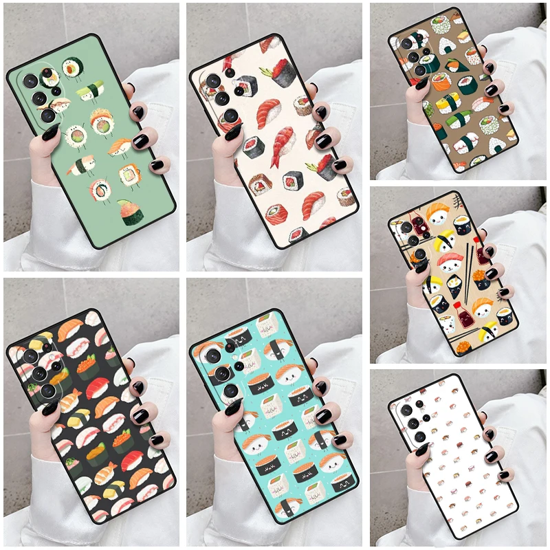 Phone Case For Samsung Galaxy S24 S23 S21fe S22 Ultra Plus Note 10 20 S8 S9 S10 Cover Sushi Food