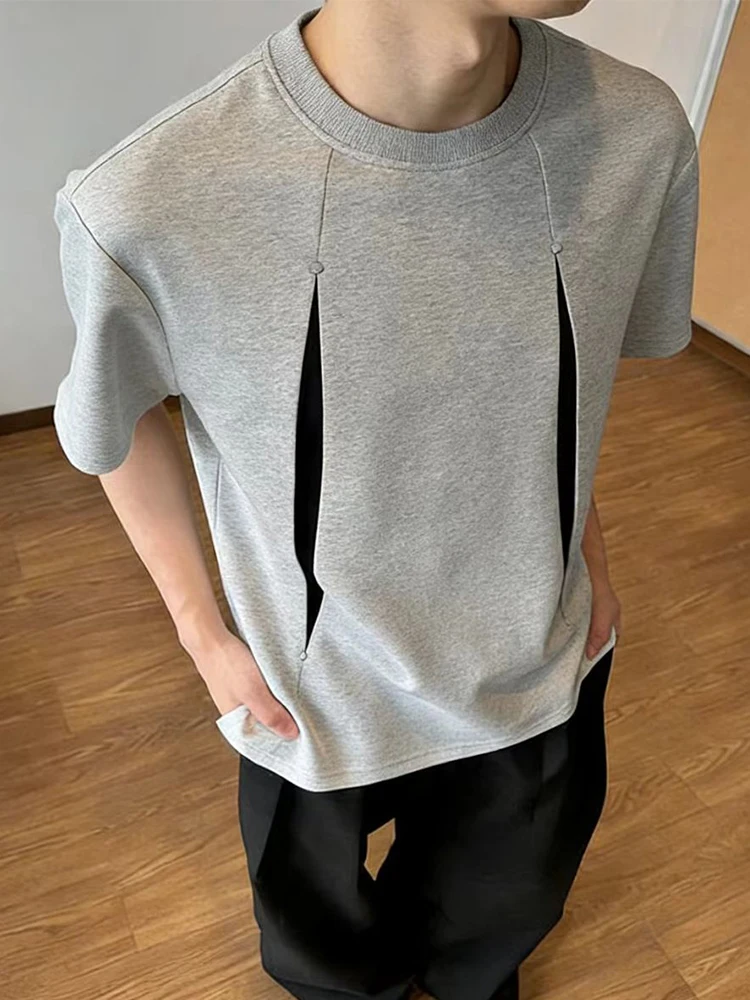 

Мужская футболка оверсайз из хлопка с обработкой жидким аммиаком, с широкими плечами, Cleanfit, деконструированная, с коротким рукавом