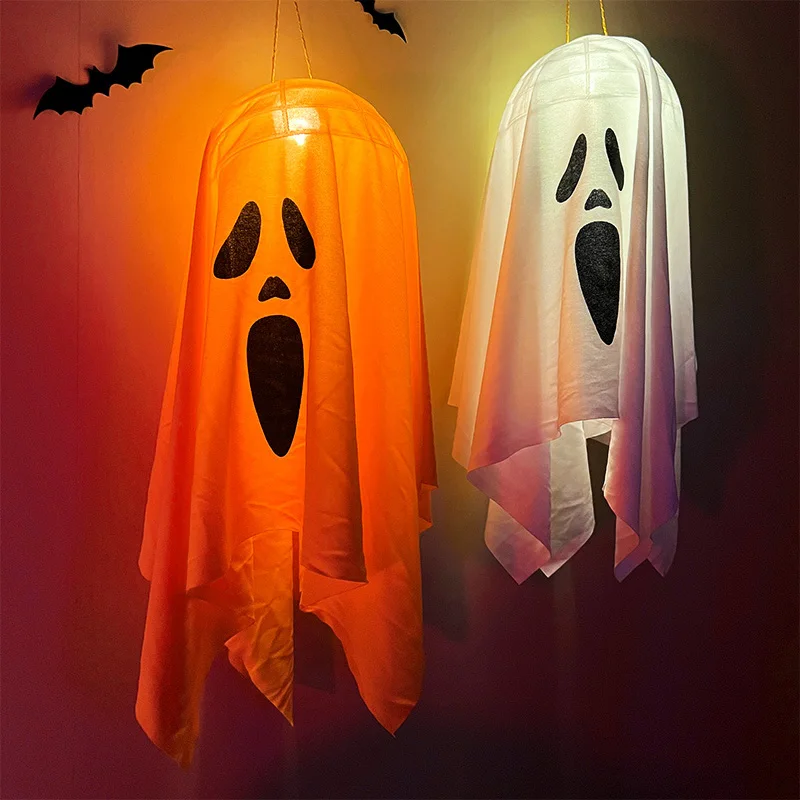 2024 Halloween LED Light Up Ghost Home Indoor Outdoor Hanging Decoration Supplies Haunted House Bar Horror Props LED Glowing