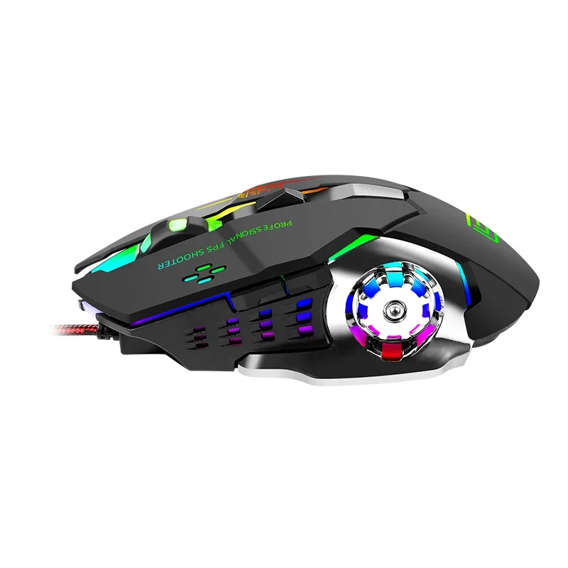 Ratón para juegos con cable de alto rendimiento con iluminación colorida RGB, diseño ergonómico, retroiluminado luminoso para portátil, PC, e-sport