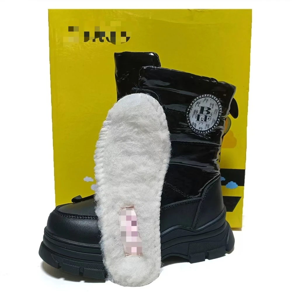 Botte de neige imperméable pour fille, botte de ski en laine, botte chaude pour enfant,-30 degrés, mode d'hiver, nouveau, 1 paire