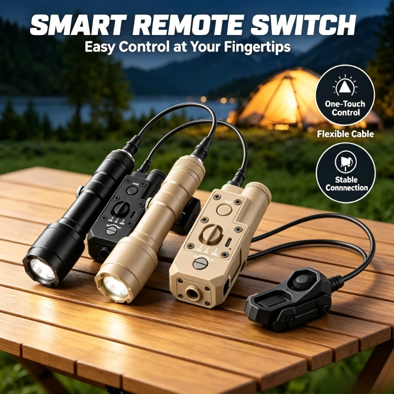 Outdoor Camping Dual Color Red Green Beam Light Remote Switch Bright Focused Light Adjustable Mount Bracket
