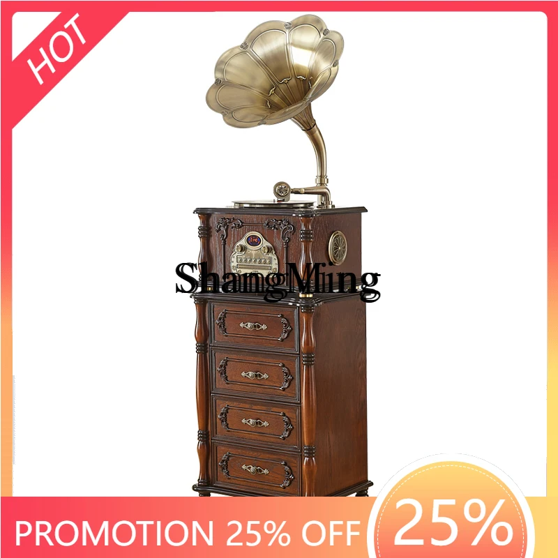 

ZYY retro living room solid wood antique dynamic magnetic classical record player