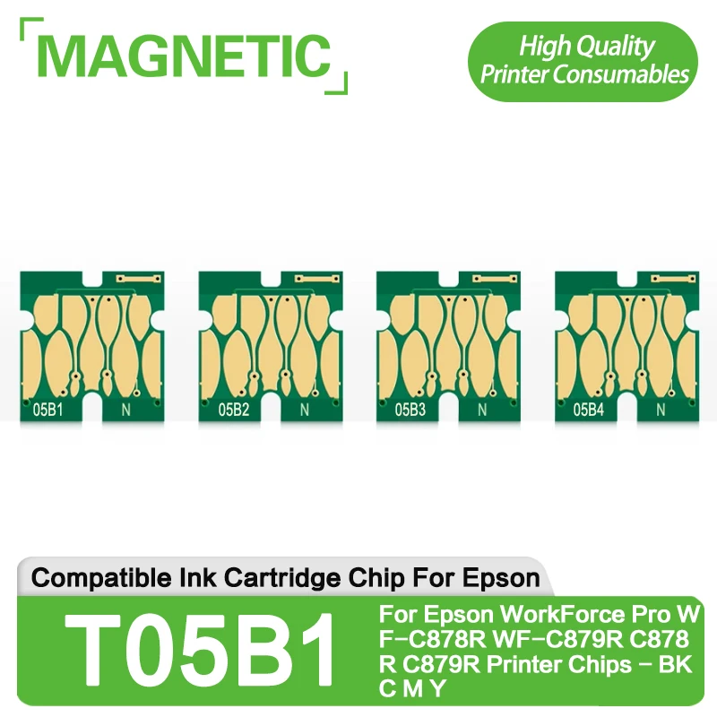 T05B1 T05B2 T05B3 T05B4 Ink Cartridge Chip For Epson WorkForce Pro WF-C878R WF-C879R C878R C879R Printer Chips - BK C M Y