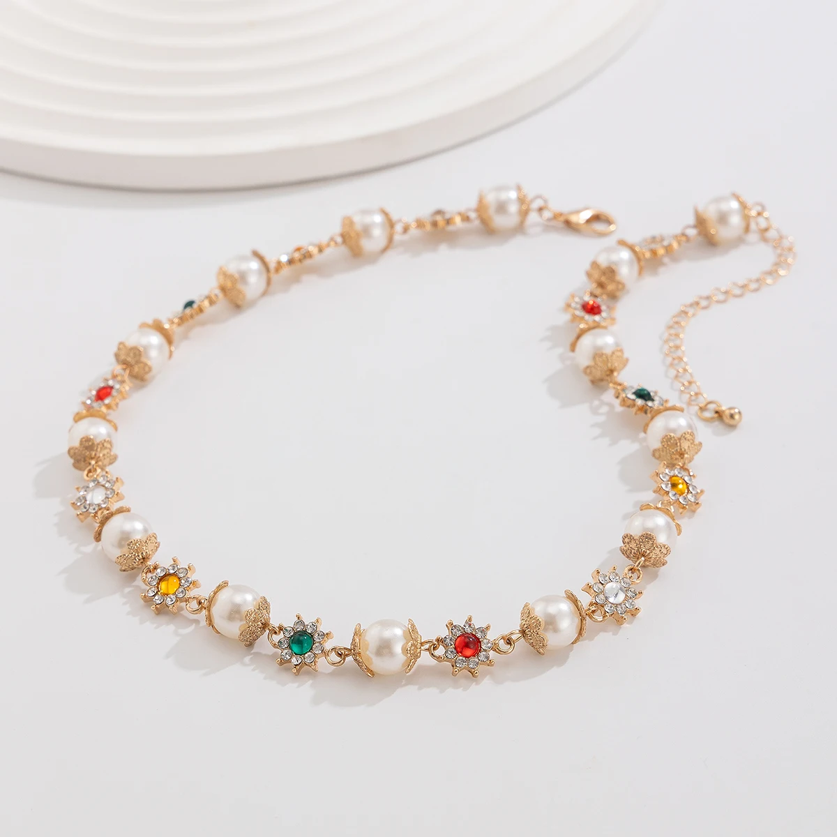 Ingemark Elegant Imitation Pearl Beads Chain Necklace for Women Collar Wed Bridal Goth Rhinestone Choker Party Jewelry Gifts New image 6