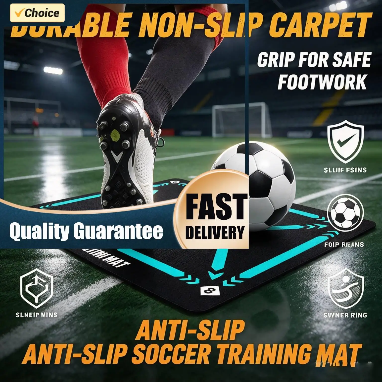 Foldable Football Mat Non-Slip Football Footstep Training Rug Wear- Football Play Area Rug Indoor Ourdoor Equipment