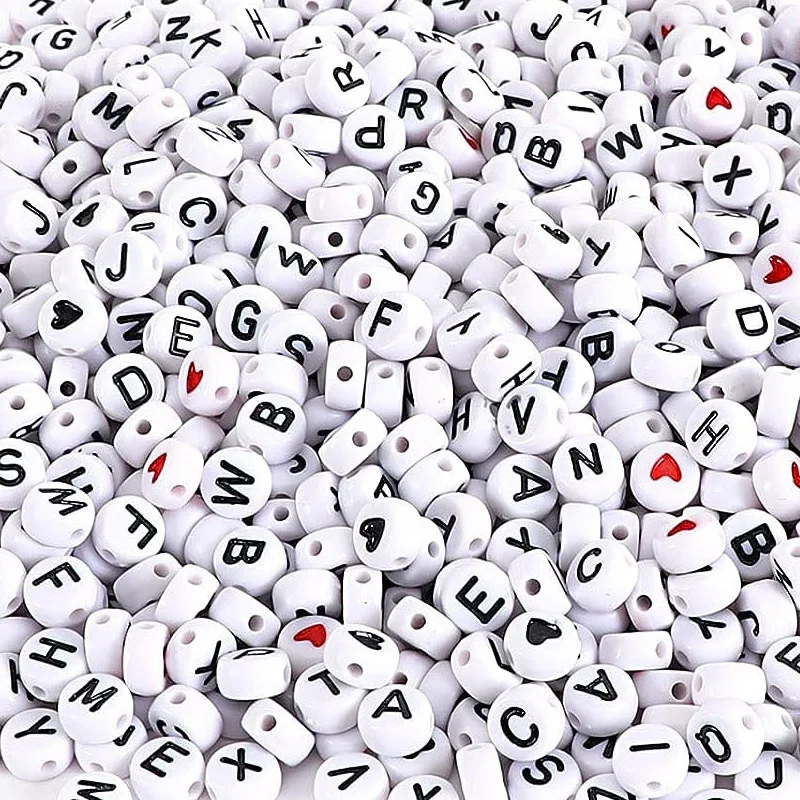 100pcs/Lot A-Z Alphabet Beads Flat Round Letter Acrylic Beads for Jewelry Making Loose Spacer Beads DIY Bracelet Handmade