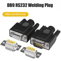 Welded DB9 Head Plug 9-pin COM Serial Port Welding Male Female Connector RS232 485 Plugs Black DB9 Soldering DIY Head Connectors