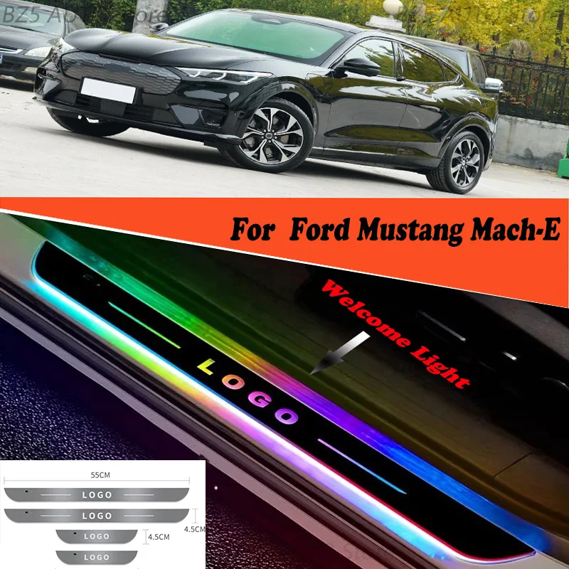 

For Ford Mustang Mach-E Car Door Sill Light Customized Logo LED Welcome Threshold Pedal Lamp Accessories