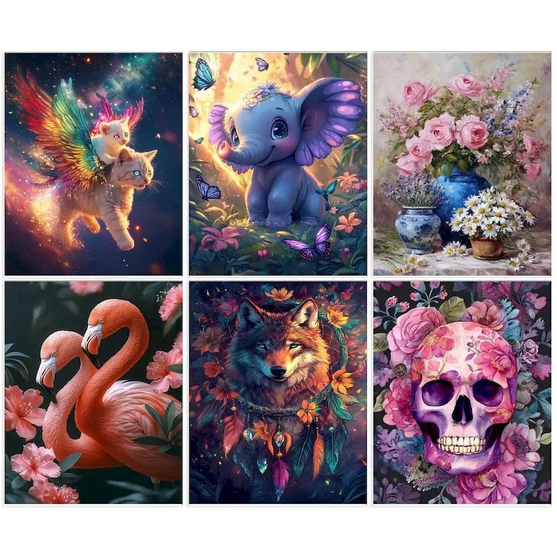 

GATYZTORY Painting By Numbers Starter Kits Abstract Animals Handpainted Art Picture By Numbers Set Artwork For Home Decors