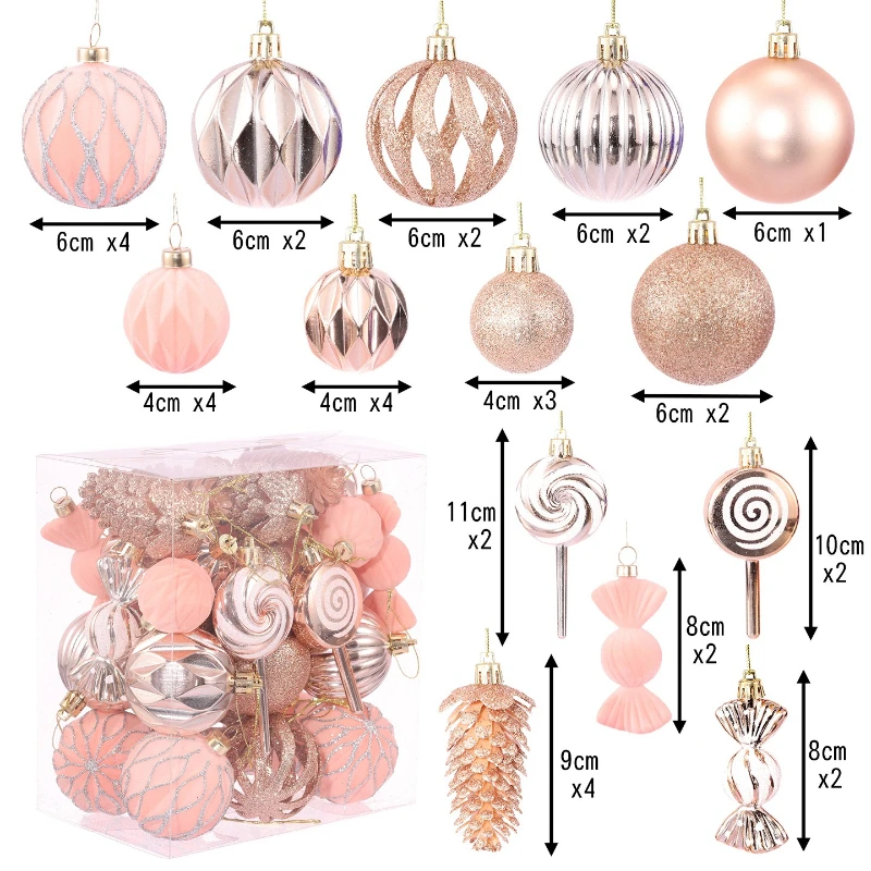 29/36/40pcs Christmas Ball Blue Red Christmas Tree Hanging Pendants Home Gifts New Year Special-shaped Christmas Spheres 2023
