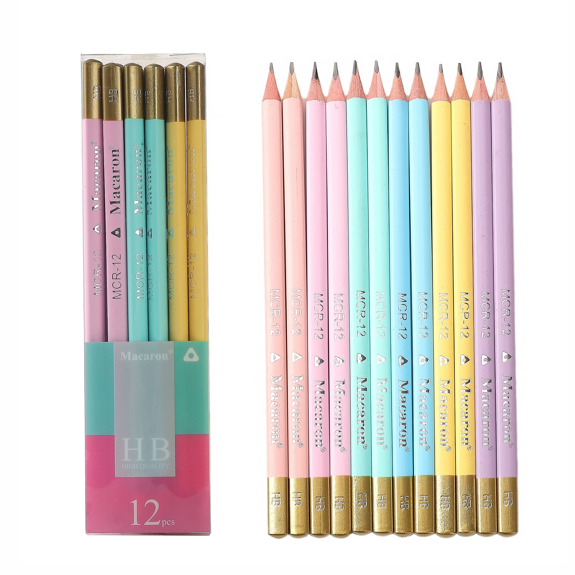 12pcs Box Wooden Lead Pencils Triangle Comfortable Grip HB Pencil for Children Drawing Writing School Office Supplies Stationery