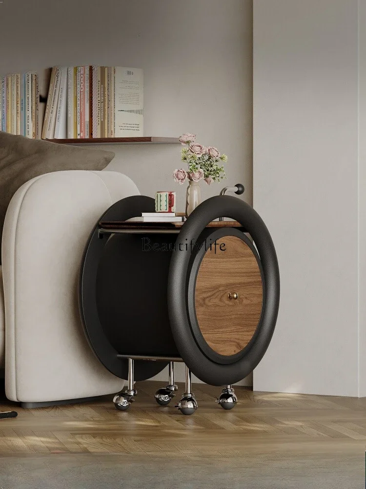 ls51Medieval style trolley sofa edge can be moved, designer storage, round art with wheels, creative
