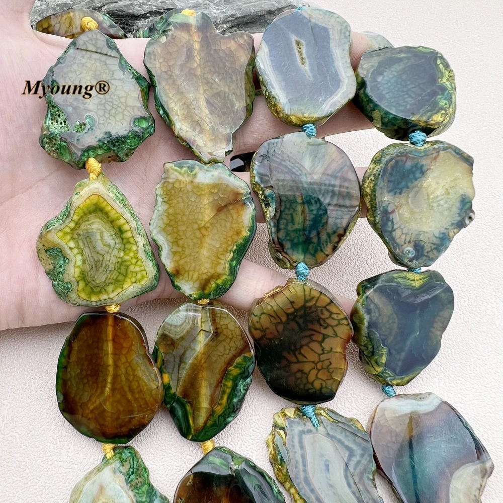 Large Irregular Magic Yellow Green Blue Multicolor Agates Slice Pendant Beads For DIY Jewelry Making MY231030