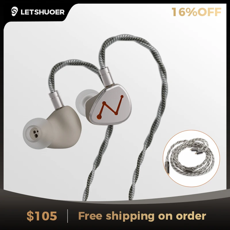 

LETSHUOER DZ4 Triple Dynamic Drivers and M5 audio 392 strands silver-plated copper cable