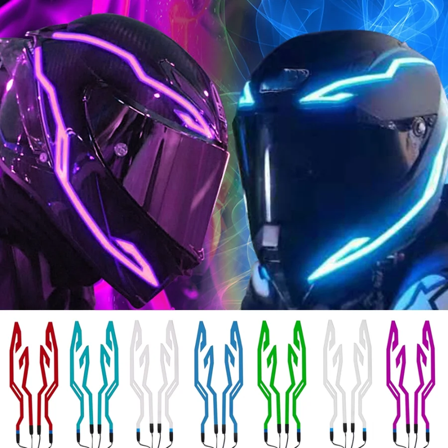 

2025 светодиодный холодный свет 4-в-1 полоса для мотоциклетного велосипедного шлема EL наклейка водонепроницаемые сигнальные огни аксессуары для ночной езды на мотоцикле
