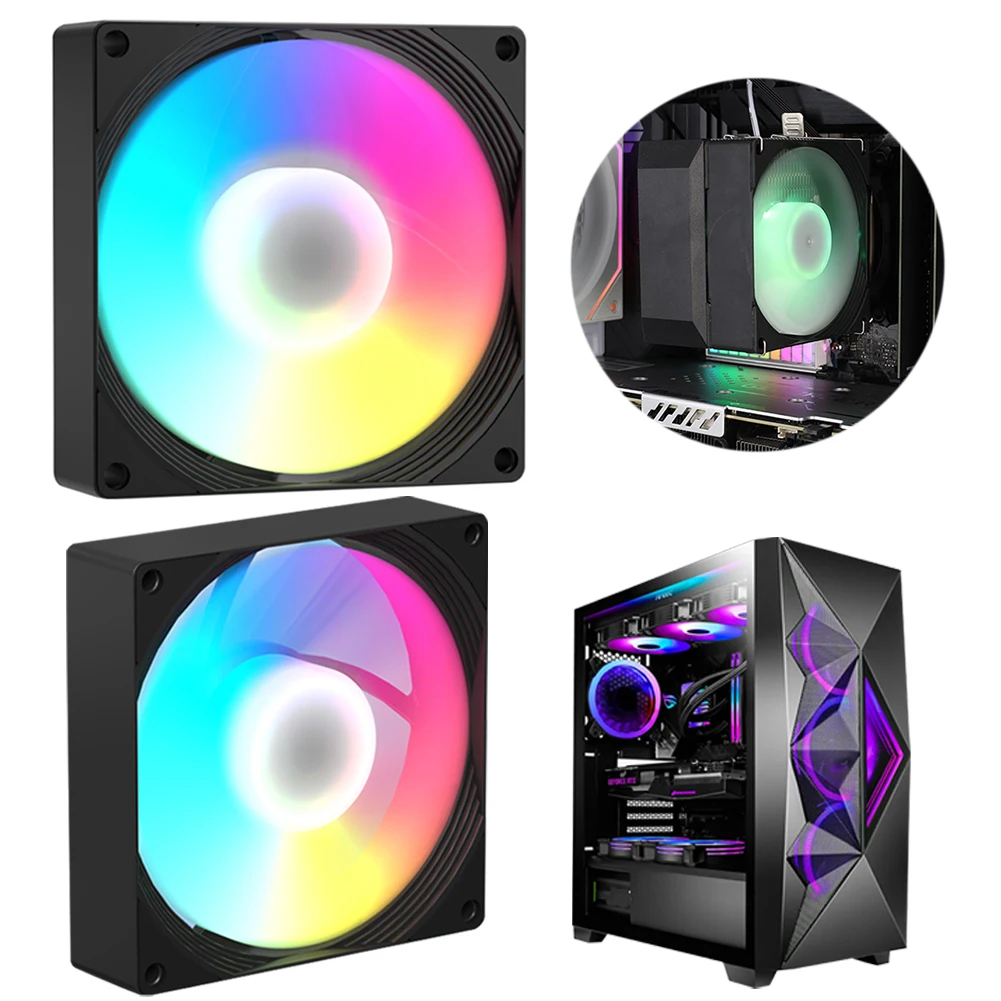 9cm RGB Case Fans 800-1800RPM Speed PWM Silent Computer Fan 4Pin ARGB PWM Chassis Fan for Computer Case & Liquid Radiator