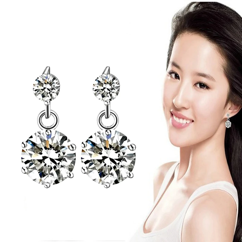 Classic Wedding Engagement Woman Earrings 925 Sterling Silver AA+++ Clear CZ Crystal Cubic Zirconia Fashion Jewelry 2026