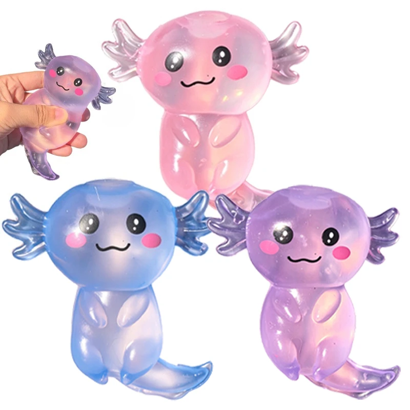 Colorful Coconut Oil Salamander Fidgets Toys Squishy Sugar Stretchy Axolotl Fun Squeeze Birthday Supplies Anti-Anxiety Gift