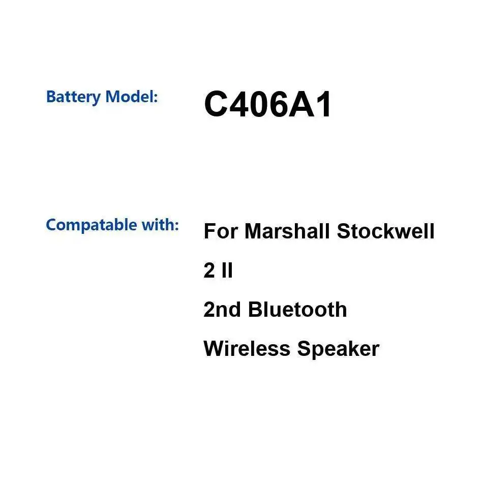 

2600 мАч Премиум Замена C406A1 Портативный Bluetooth-динамик Батарея для Marshall Stockwell 2 II 2Nd 3INR19 66