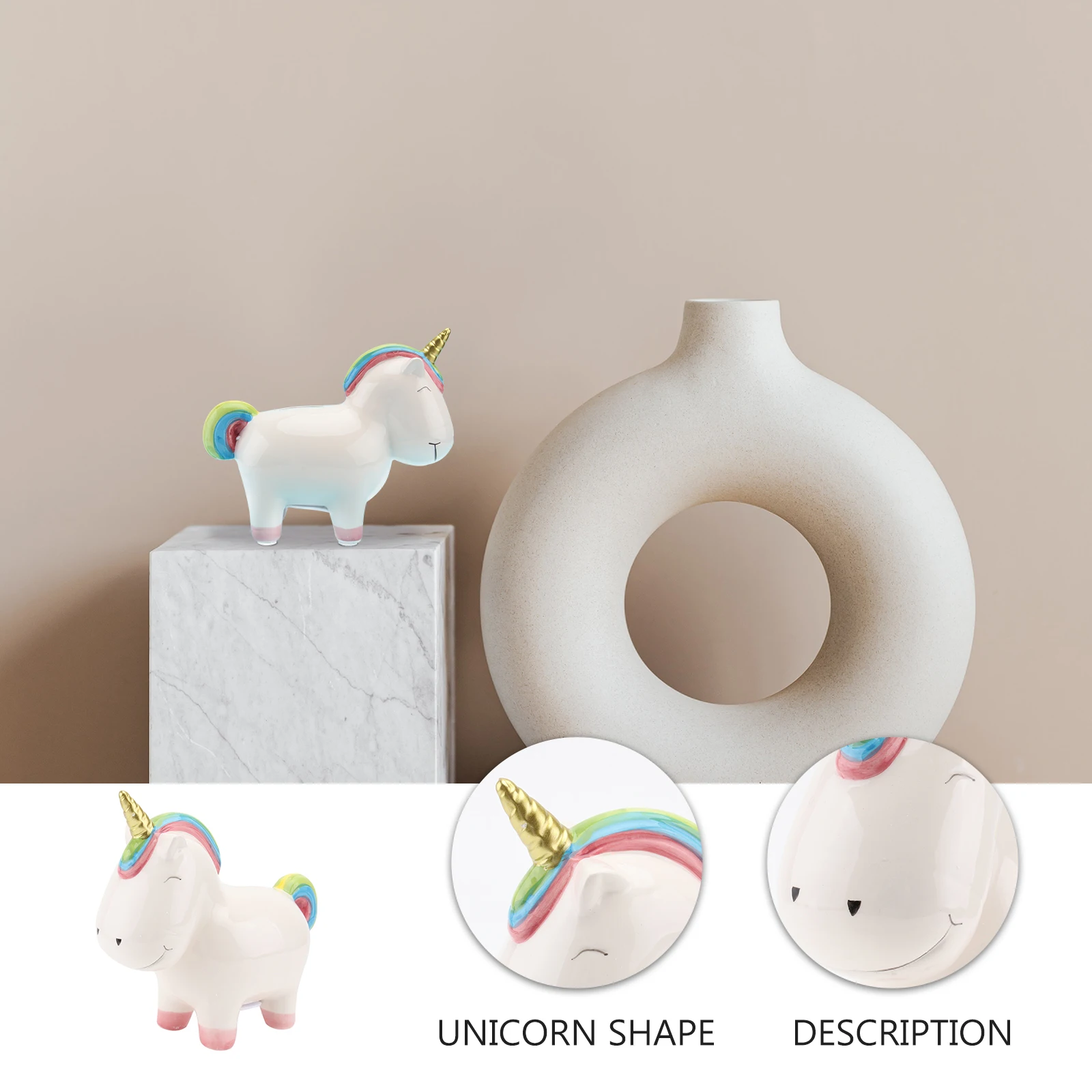 

1Pcs Saving Pot Ceramic Coin Bank for Cartoon Home Adornment Lovely Unicorn Ornament Creative Piggy Bank