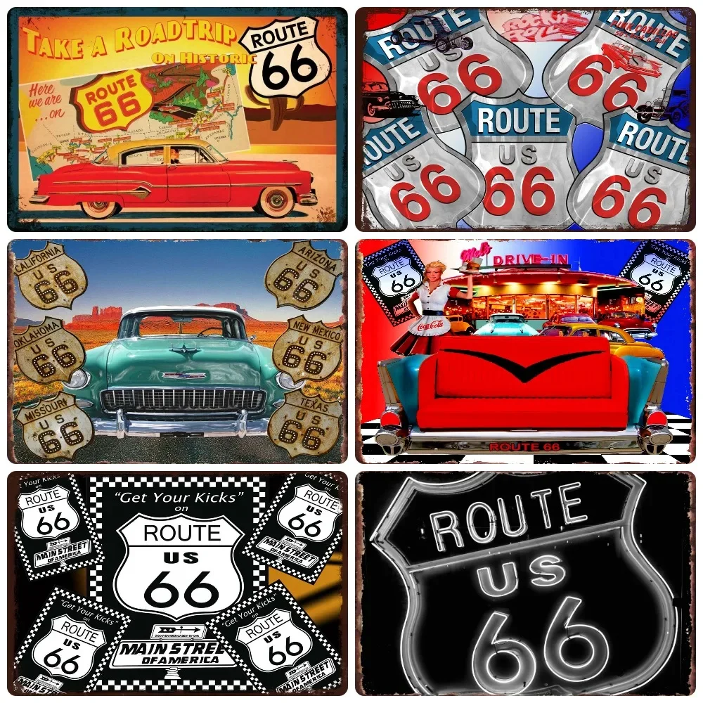 Vintage Metal Sign Plate, Garage Wall Decor, Man Cave, Gas Station Printing, Home Decor, Bar, Pub, Club, Retro, Route 66, WY1