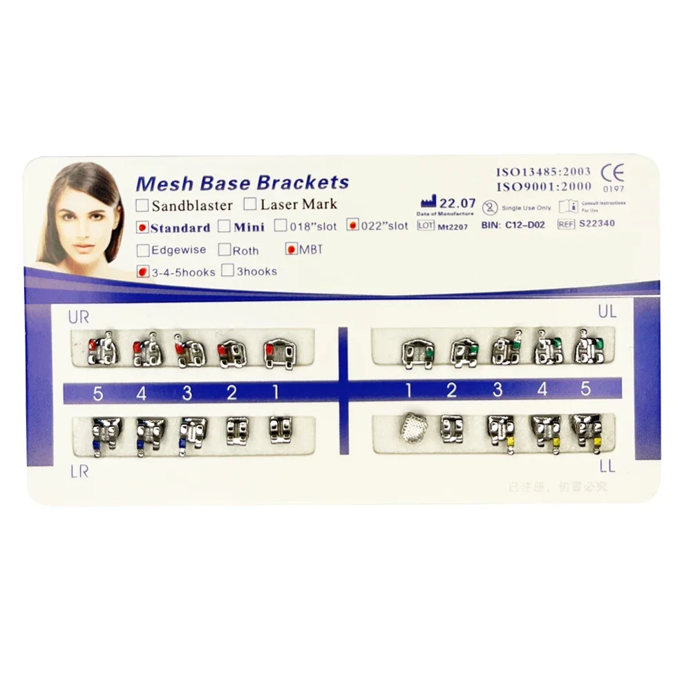 20Pcs/Pack Mini Roth/MBT/Edgewise 022 Slot Dentist Bracket Dental Metal Bracket Dental Orthodontic Metal Braces Bracket