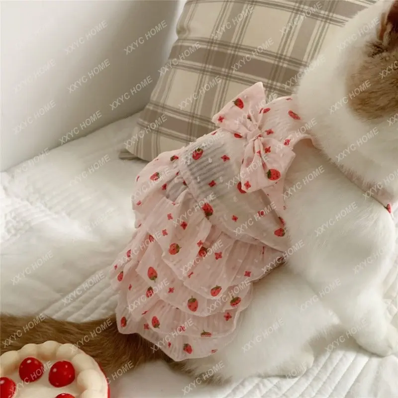 Cat Clothes Summer Pet Dog Summer Thin Anti-Lint Kittens Muppet Cute Princess Style Skirt British Shorthair