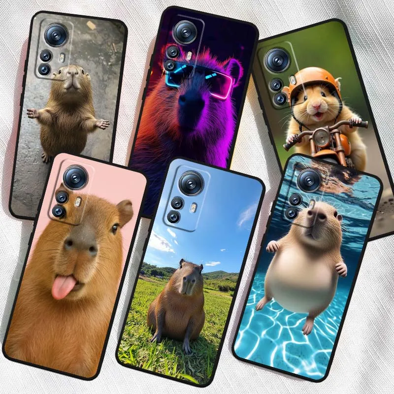 

Cute Capybara Popular Art Phone Case For Xiaomi Mi 15 14 13 13T 12 12T 12S 11 11i 11T Pro Ultra Lite 5G Black Soft Cover