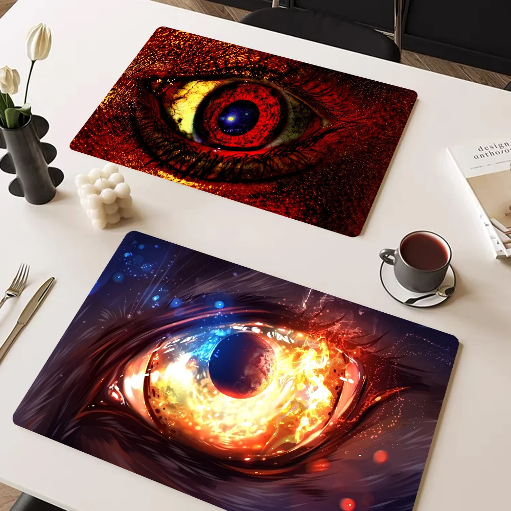 Evil Eye Kitchen Dish Mat Absorbent Dining Table Mats Retro Non-slip Placemat Coffee Dish Tableware Mat For Home Decor