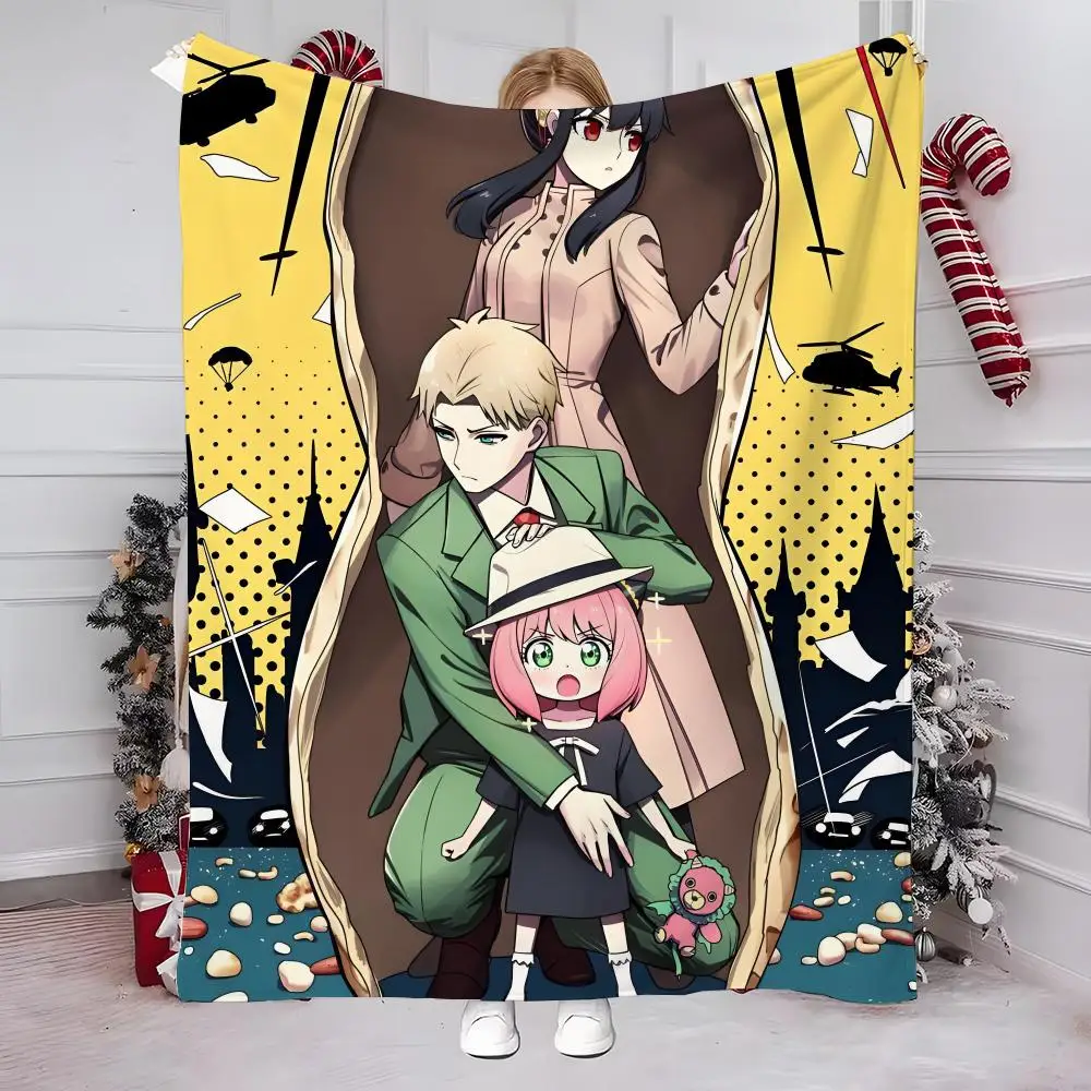 Cute Kawaii S-SPY-X-FAMILY Throw Flannel Blanket Soft Comfortable Home Travel Blanket Birthday Gift Idea For Anime Fans