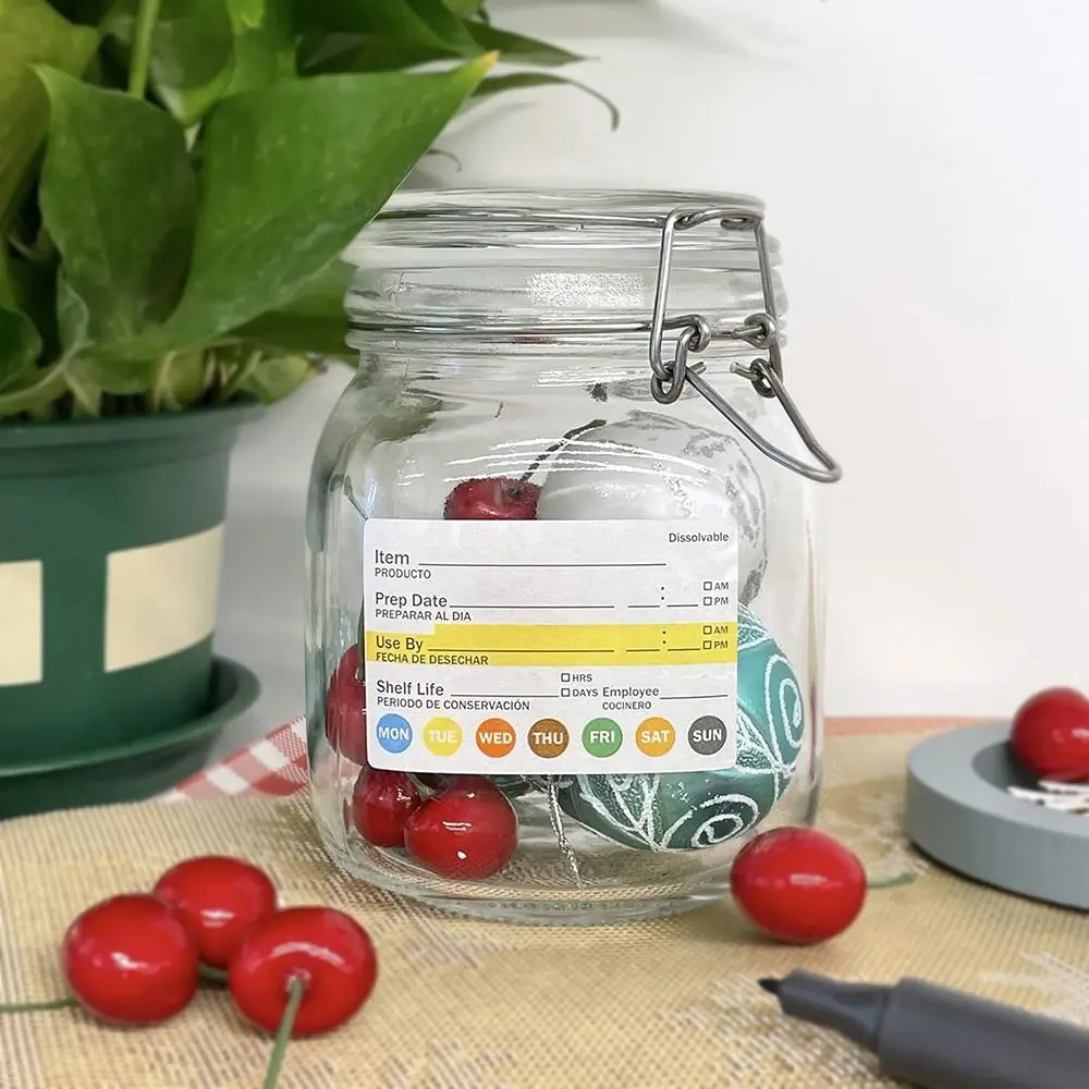 250/300PCS Food Shelf Life Label Multi-functional Self-adhesive Food Date Labels Waterproof Removable