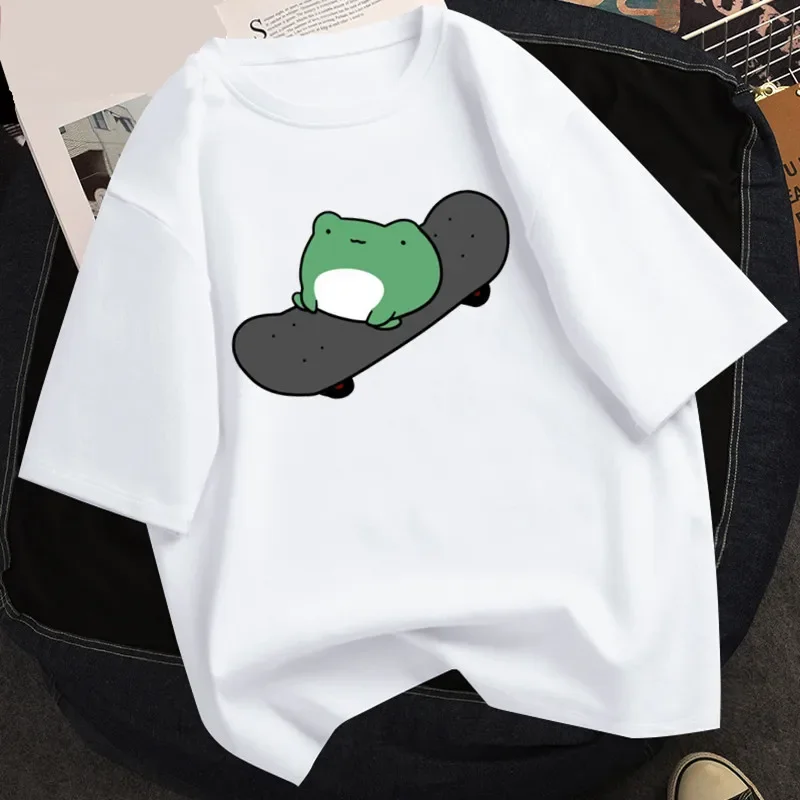 

2024 Summer T-shirt Skateboard Woman Frog T shirt Harajuku Graphic Tee Y2k Top Aesthetic Clothes Vintage Fashion Shirt Dropship