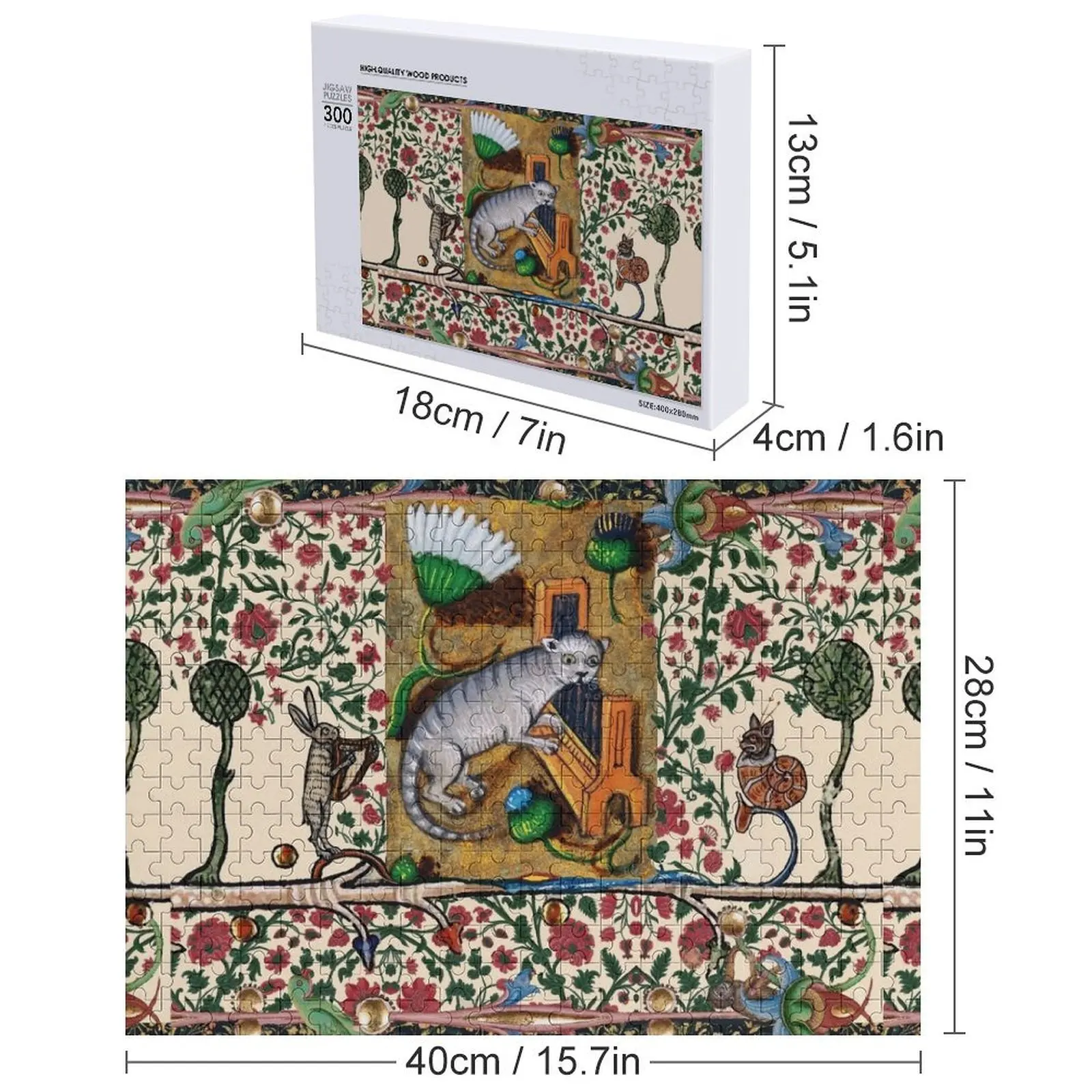 WEIRD MEDIEVALE SUZIARIO MAKING MUSIC, Gatto che gioca con l'organo, Arpista Coniglio, Gatto lumache Puzzle Animale Puzzle IQ Puzzle