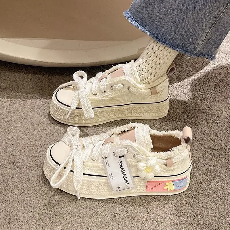 Canvas Shoes for Women Sneakers New Breathable Floral Platform Shoes Summer Fashion All-Match Woman Sneakers Schoenen Dames