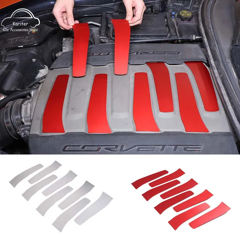 For Chevrolet Corvette C7 2014-19 Aluminum Alloy Car Engine Compartment Hood Decorative Patch Interior Accessories Modification