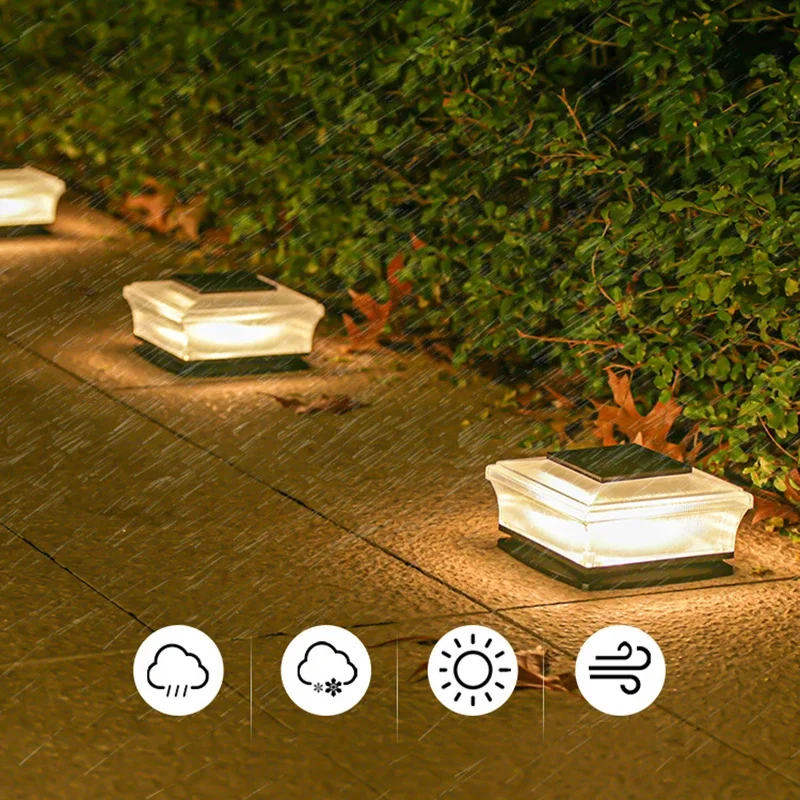 Lámpara LED con tapa de pilar Solar, Solar para exteriores, luces de columna para cubierta de valla, iluminación de paisaje impermeable, para jardín, sala de Camping, 1-3 uds.