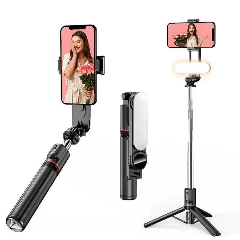 Selfie Stick Tripod with LED Fill Light Wireless Bluetooth for iPhone Samsung Huawei Mi Cell Phone Smartphone Gimbal stabilizer