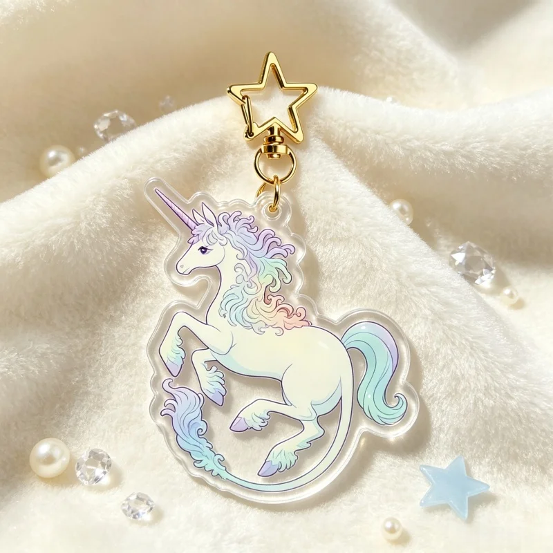 The Last Unicorn Acrylic Keychain Magical Galloping Unicorn Pendant Bag Charm Cute Fairy Tale Gift For Animation Fans