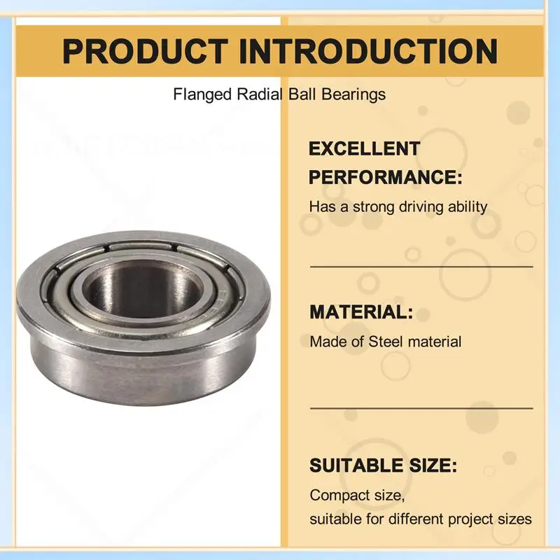 

-A60I 10 Pcs F688ZZ Flanged Radial Ball Bearings Metal Steel Double Shielded Flange Ball Bearing, 8 X 16 X 5Mm For Motor