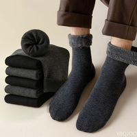 2 Pairs Men Winter Socks Soft Outdoor Anti-Cold Cashmere Socks Warm Thicken Thermal Snow socks Solid Color Floor Socks