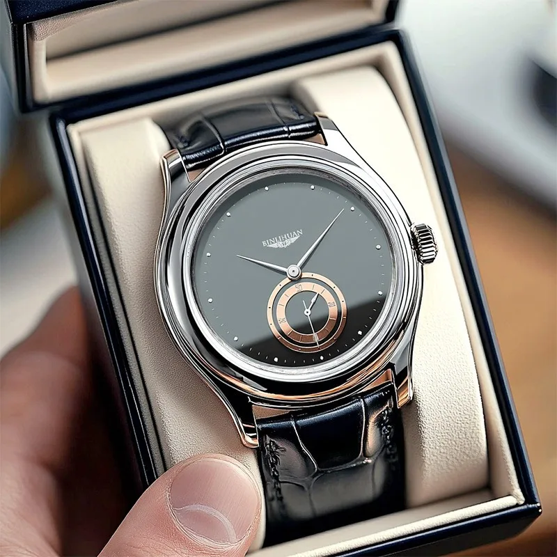 

Модные мужские деловые черные кожаные кварцевые аналоговые часы, повседневный подарок на день Святого Валентина, подарок на выпускной для школы