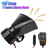 Car Horn Police Siren Air Horn Speaker 120DB Loud Car Warning Alarm Megaphone Multi-tone & Claxon Horn 7 Sounds 12V 100W