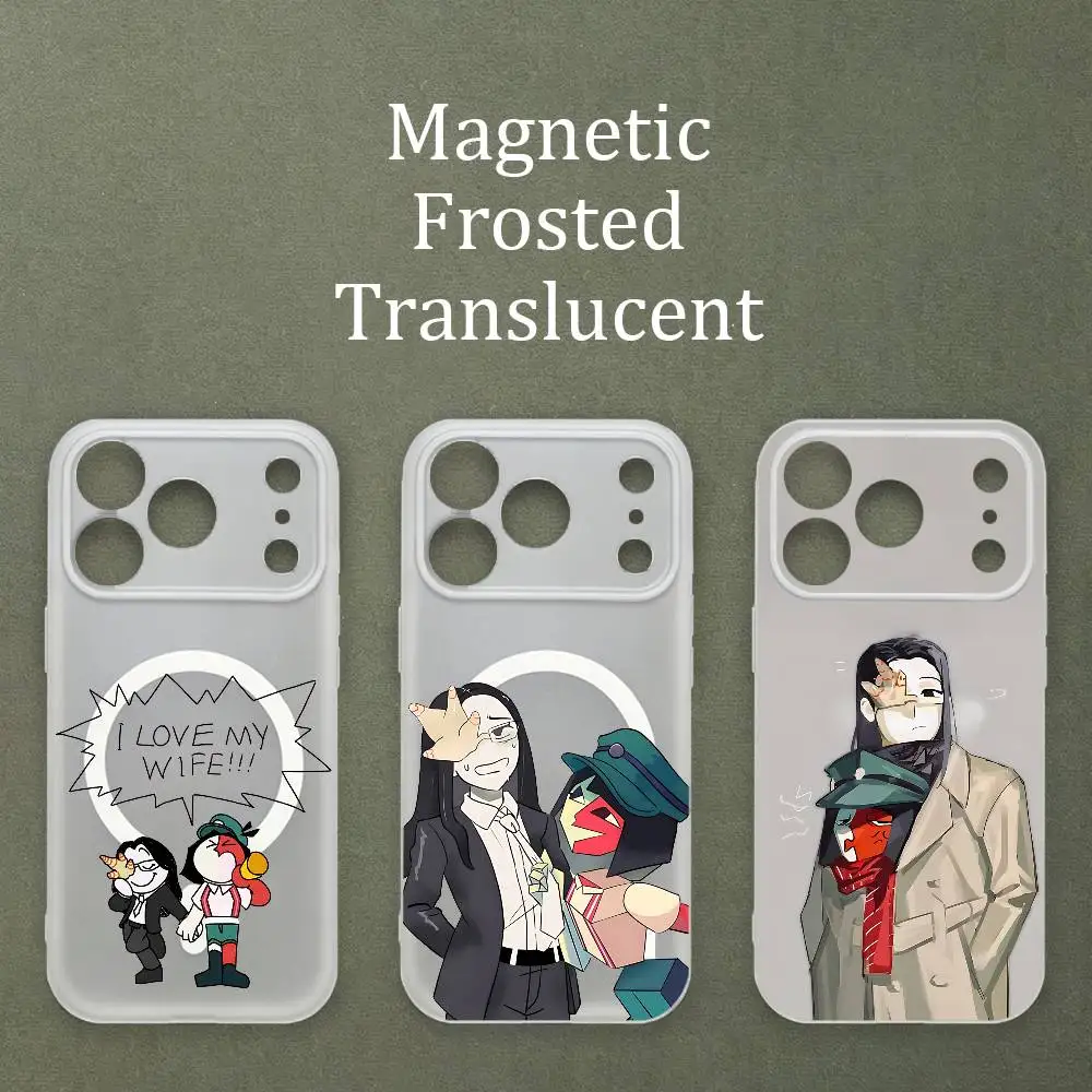 

E-Ena and Coral glasses Matte Frosted Semi-transparent Magnetic TPU Case For iPhone 17 11 13 14 15 16 12 Pro Max