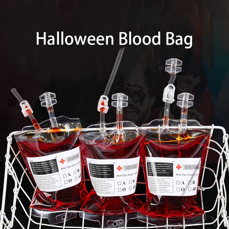 Halloween Cosplay Blood Bag Pvc Drink Container Bag Vampire Blood Props Theme Party Props Horror Halloween Party Accessories