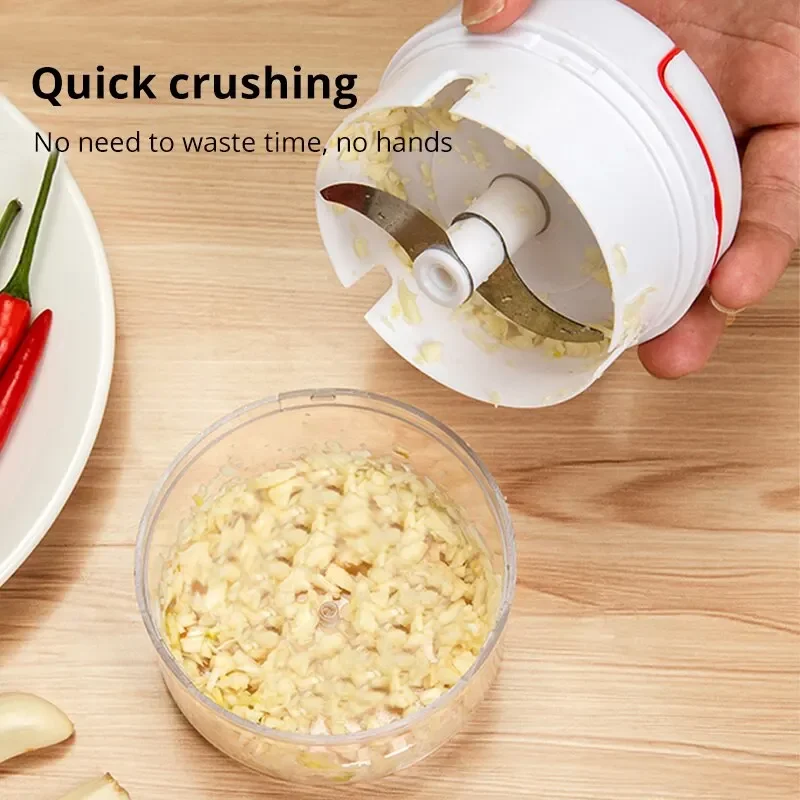Molinillo de ajo manual blanco de 1 pieza para cocina, triturador de alimentos multifuncional de palma, máquina trituradora de ajo, extractor de ajo
